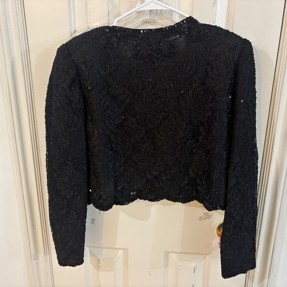 Vintage sequin glitter sparkle jacket black long sleeve - Picture 11 of 11